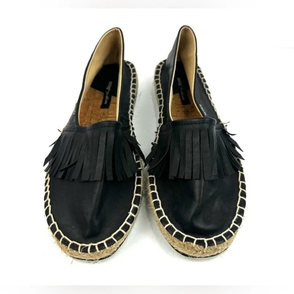 MTNG Black fringe Accent Espadrille Sz 41 (9.5)